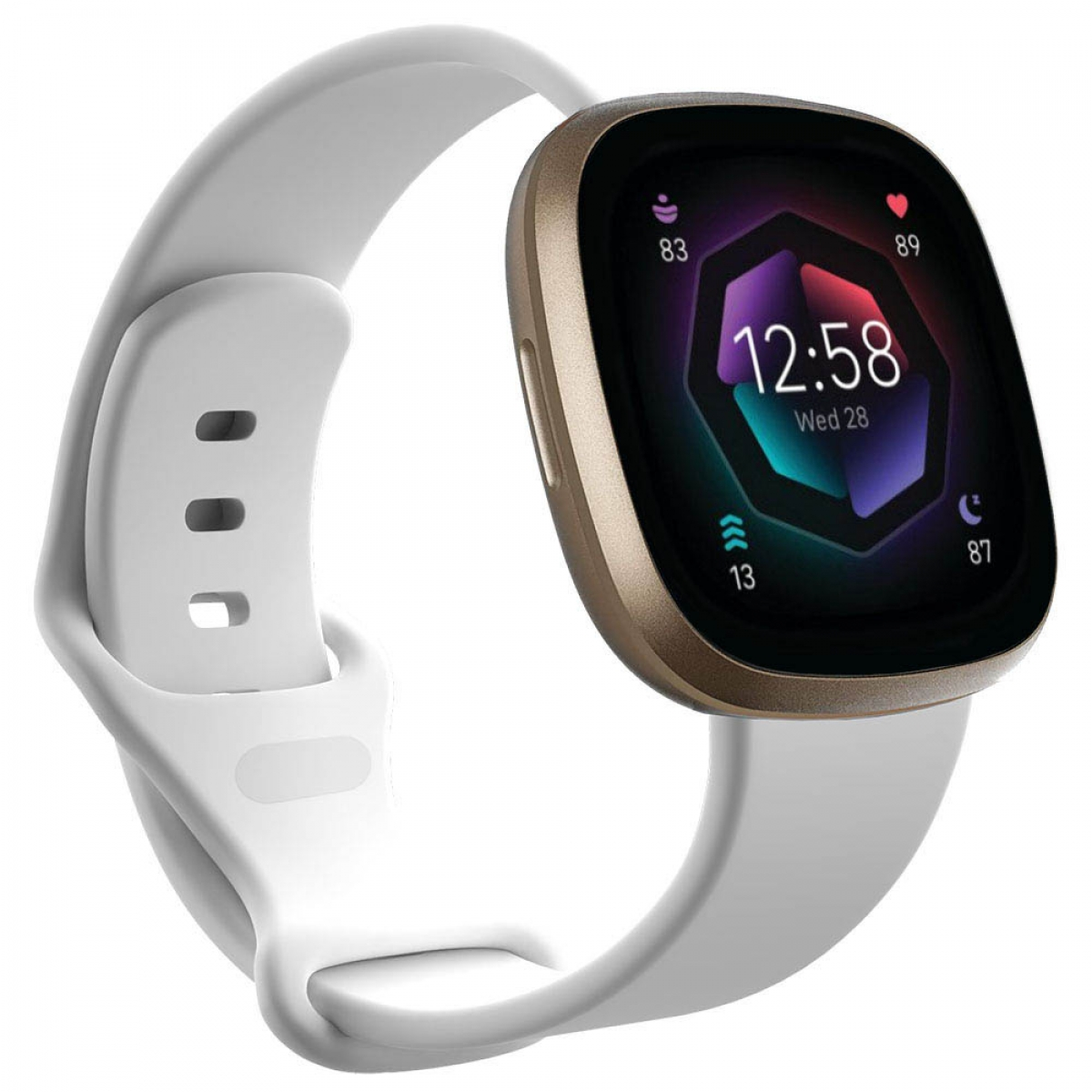 2, Fitbit, Sense CASEONLINE Weiß Smartband, Silicone,
