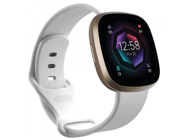 2, Fitbit, Sense CASEONLINE Weiß Smartband, Silicone,