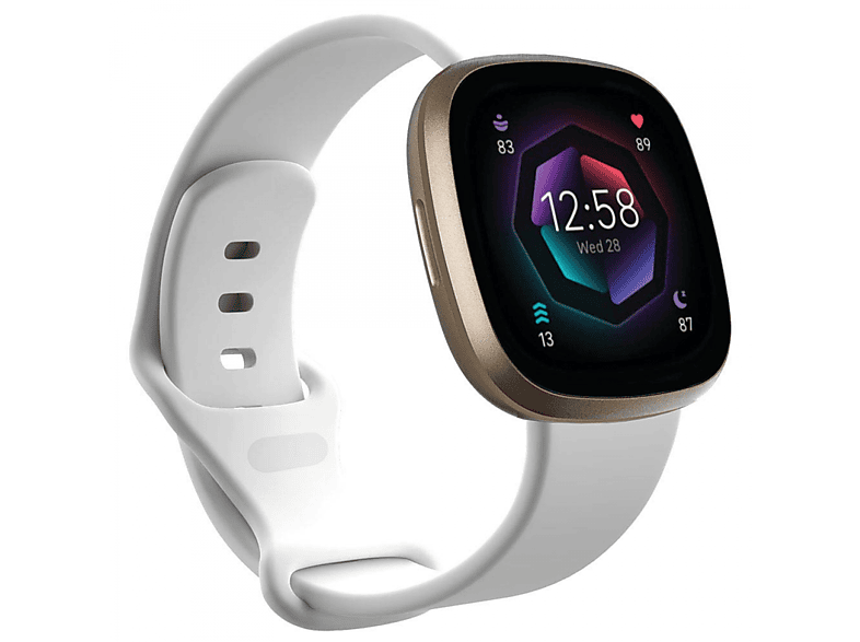 Silicone, Smartband, Fitbit, Sense 2, Weiß MediaMarkt