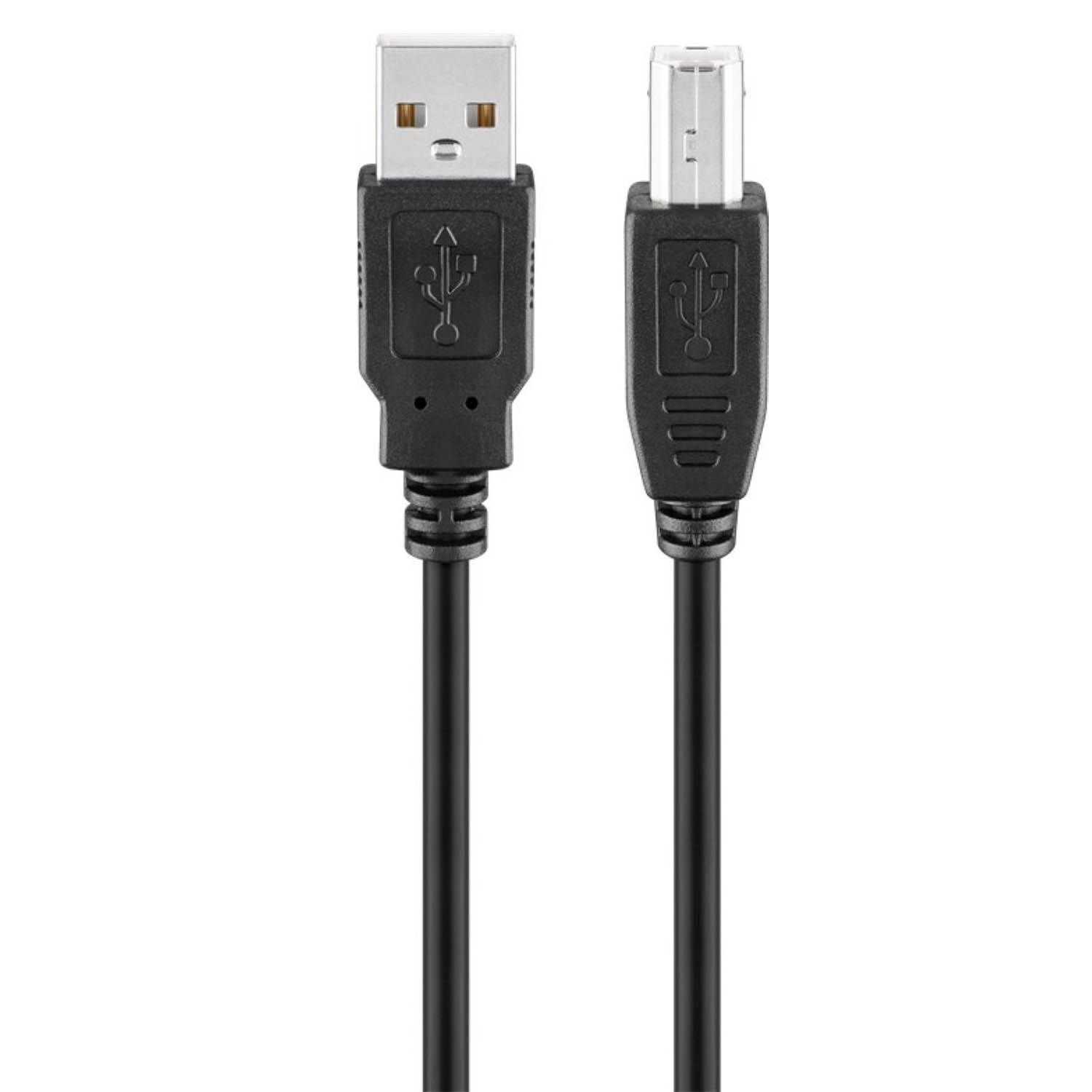 Zwei schwarze USB-Kabel mit verschiedenen Anschlüssen.