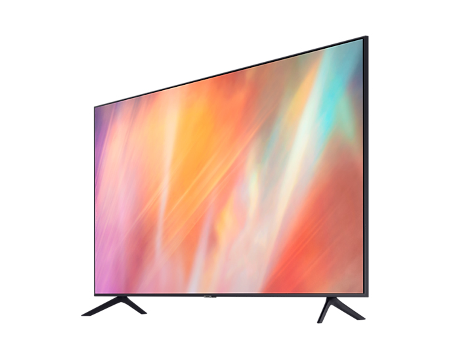 TV con sfondo astratto colorato. La TV è su un supporto.