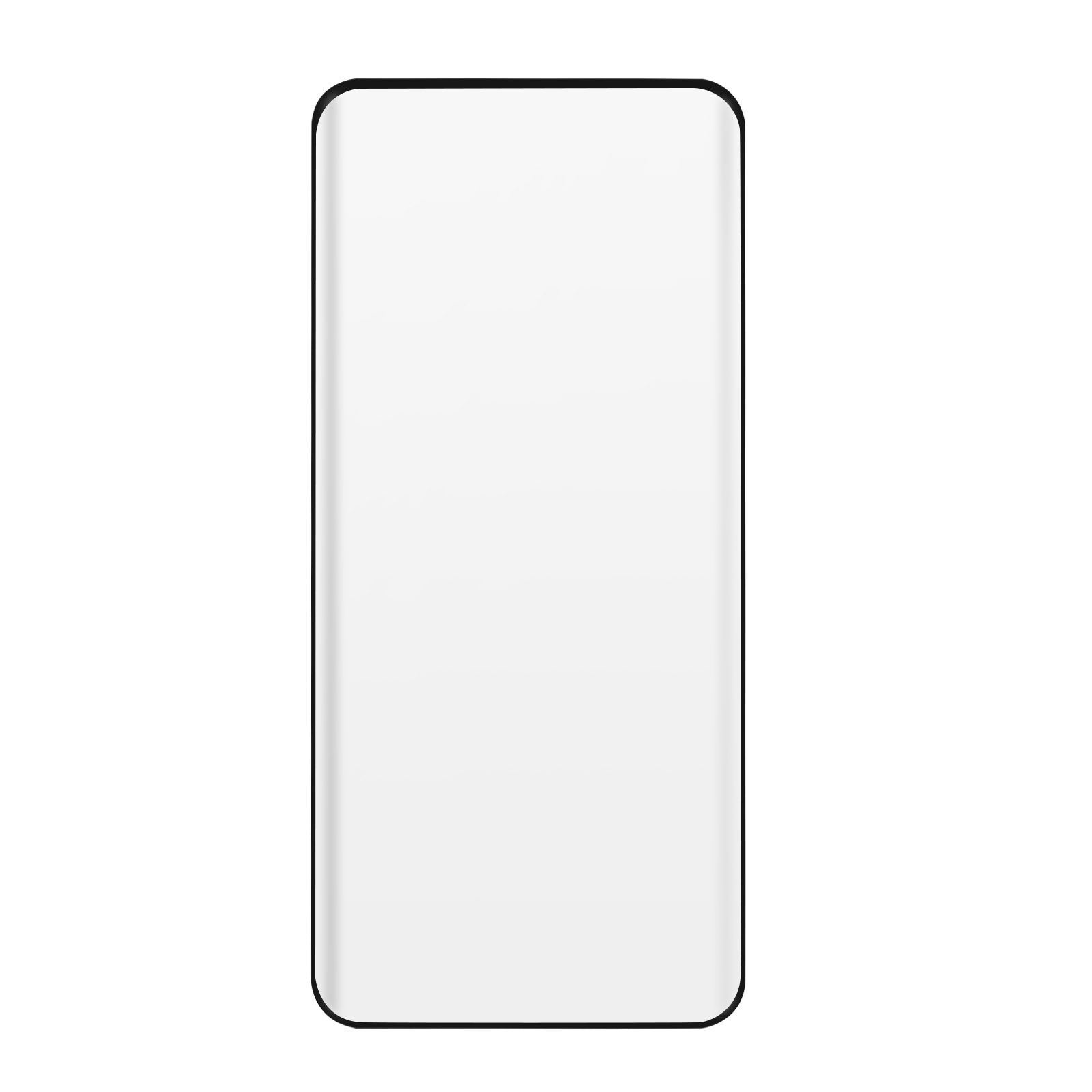 Proteggi schermo per telefono, vetro rettangolare trasparente, cornice nera.