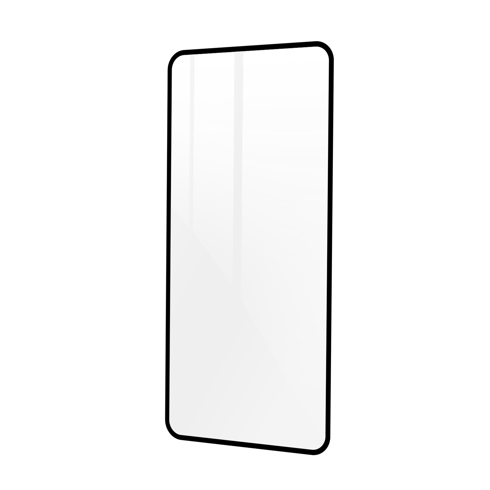 Protezione schermo trasparente per un telefono, con cornice nera.