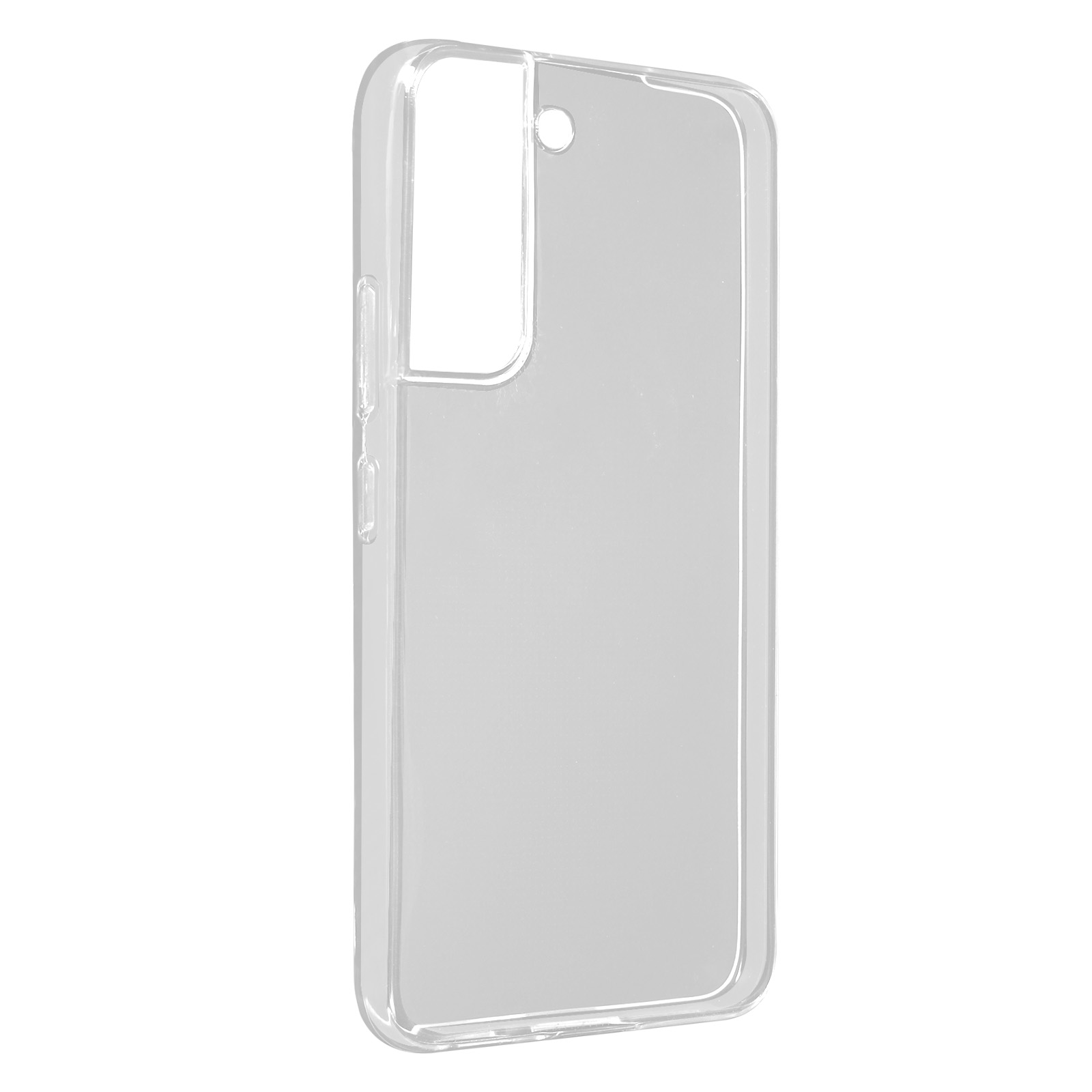 Custodia trasparente per telefono. Plastica trasparente. Fori per fotocamera e pulsanti.