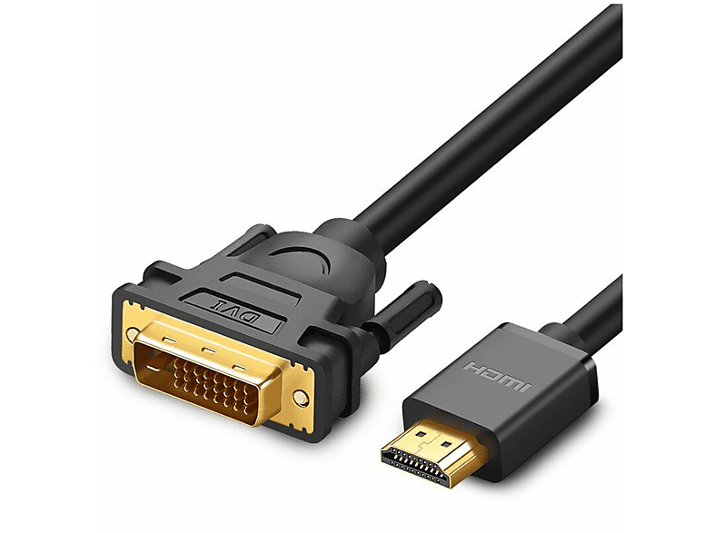 UGREEN DVI 24 + 1 Pin kompatibel mit DVI 24 + 5 Pin HDMI Kabel, Schwarz