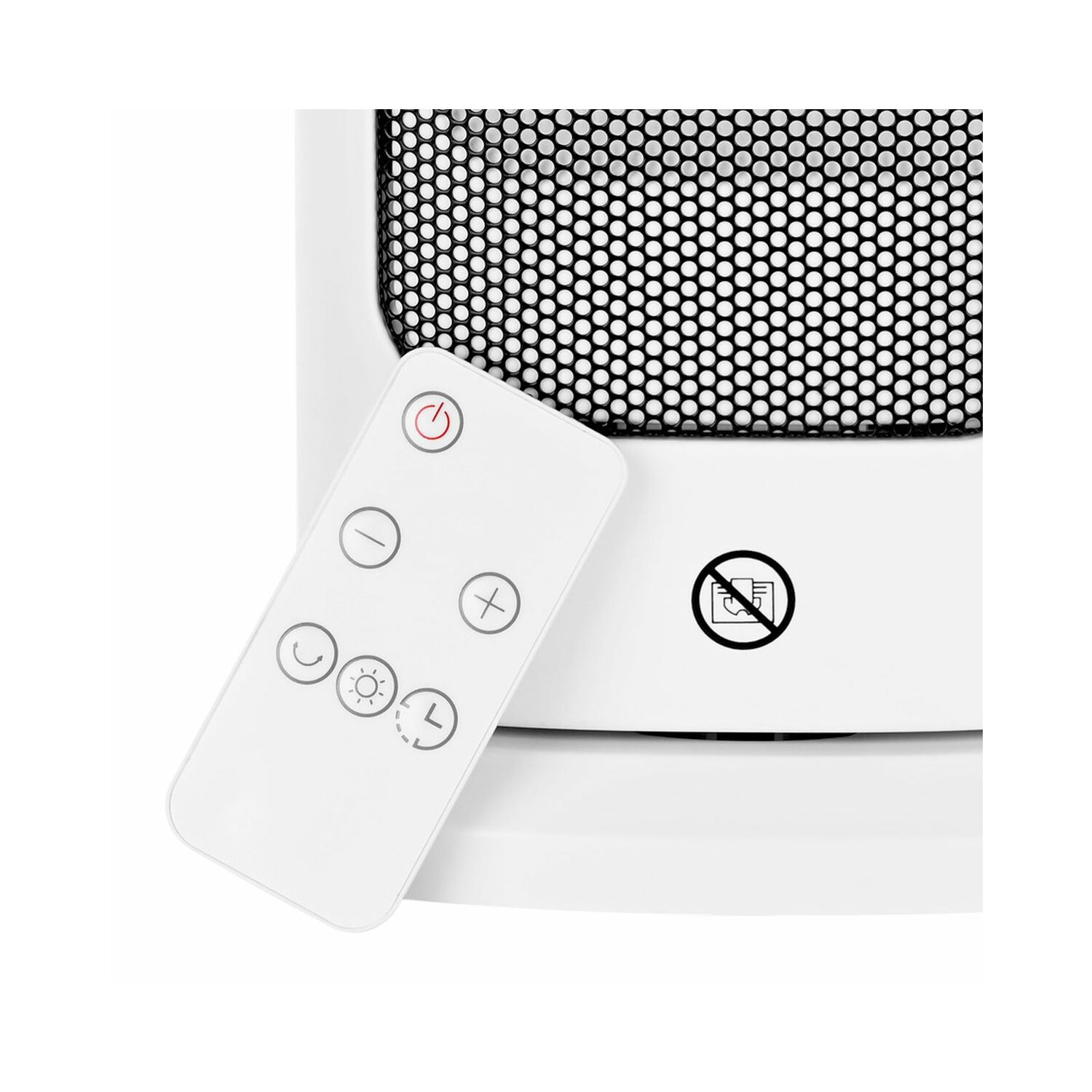 Zbliżenie białego i szarego pilota oraz białego urządzenia.