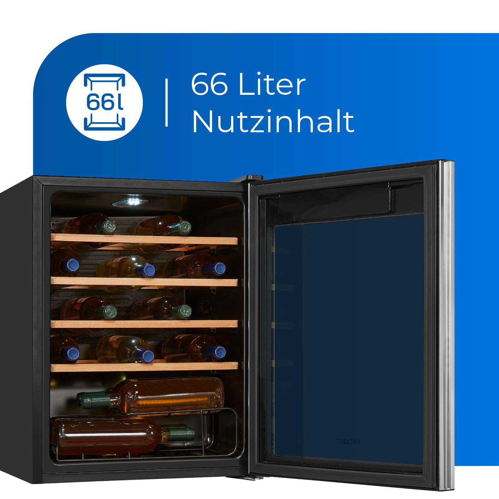 EXQUISIT WS1-24-GTE-030G schwarz (EEK Weinkühlschrank Schwarz) G