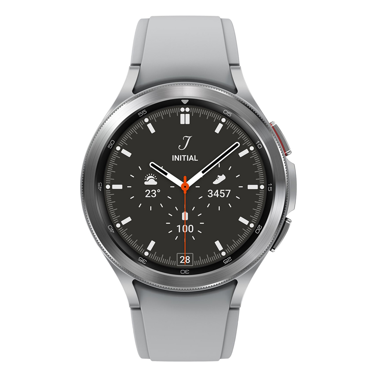 SAMSUNG Galaxy Watch Flouroelastomer, Smartwatch Edelstahl silber M/L, 4