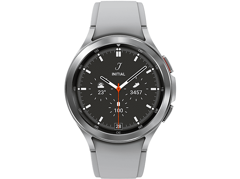 SAMSUNG Galaxy Watch 4 Smartwatch Edelstahl Flouroelastomer, M/L, silber