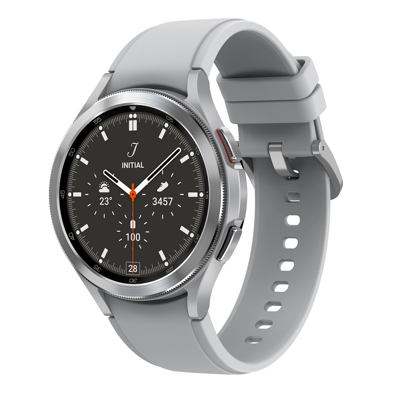 silber Watch SAMSUNG Flouroelastomer, 4 Edelstahl M/L, Smartwatch Galaxy