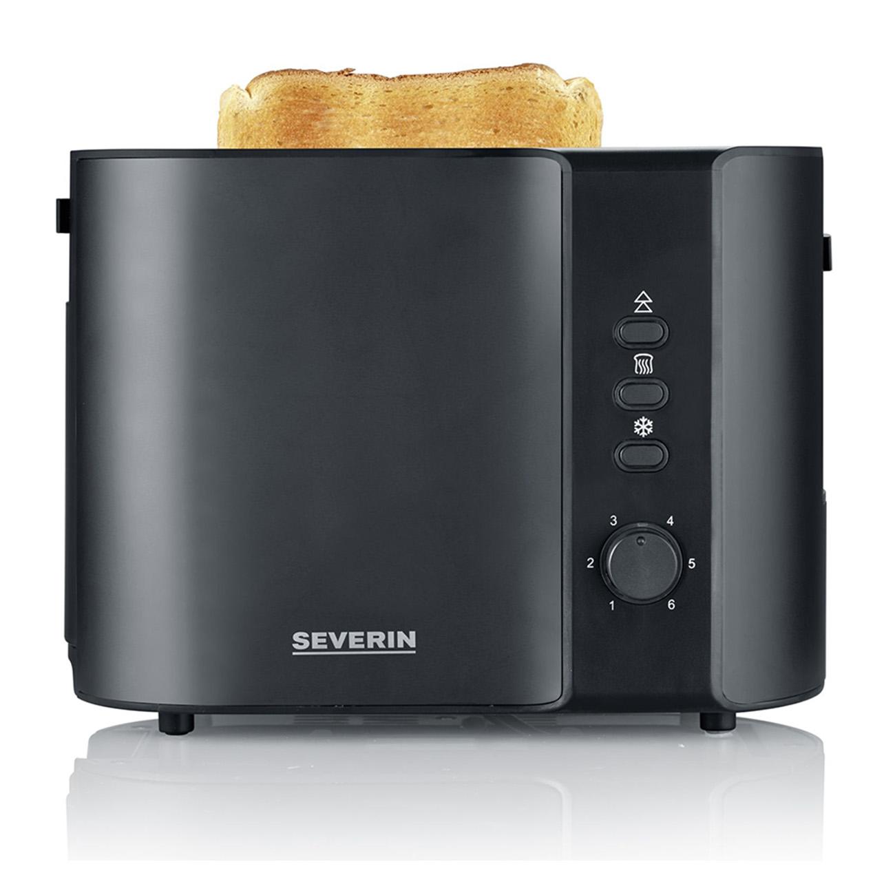 SEVERIN AT 9552 Toaster 2) schwarz (800 Schlitze: Watt