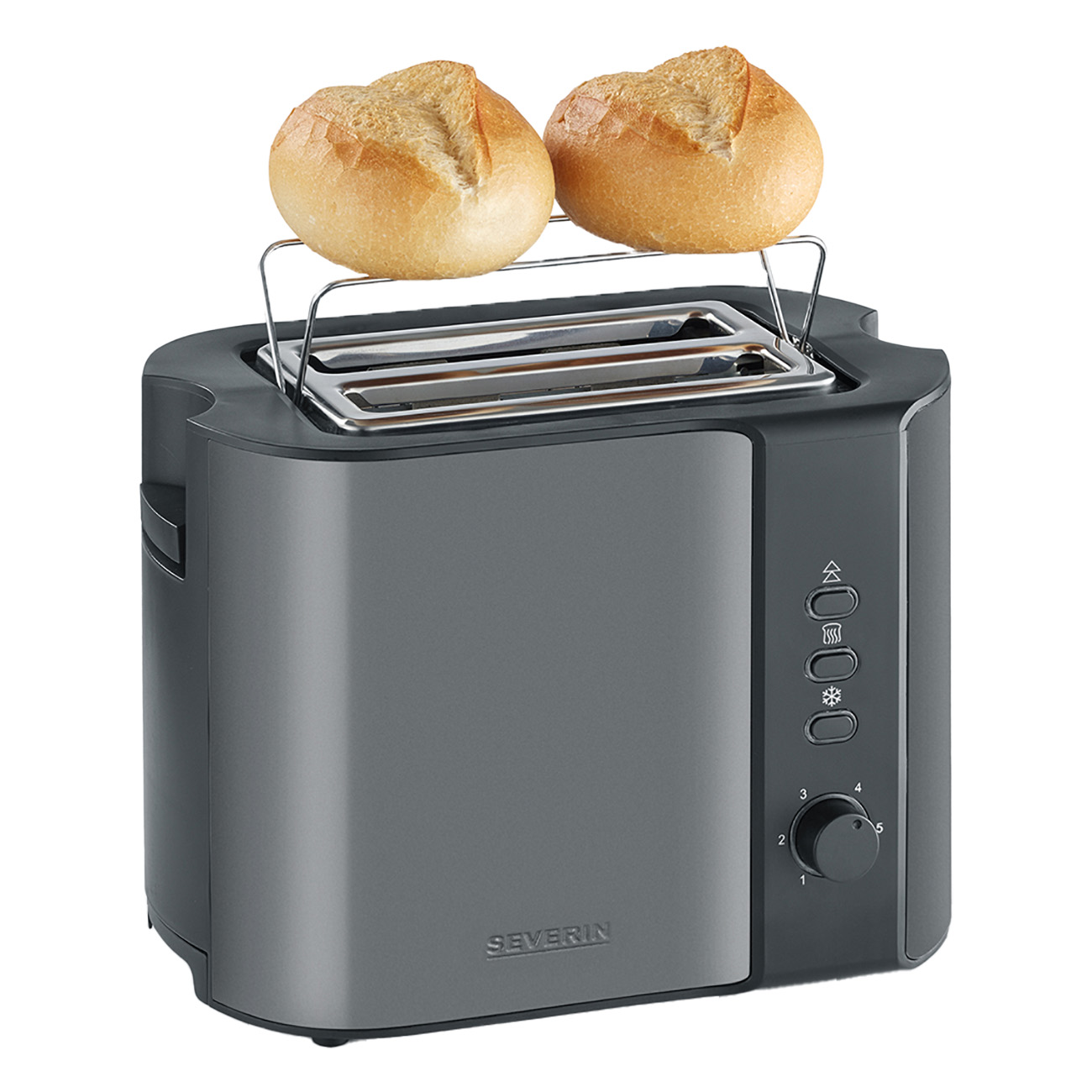 SEVERIN 2,0) Grau-metallic Schlitze: (860 Watt, Schwarz Toaster Toaster grau-met./schwarz / AT9541