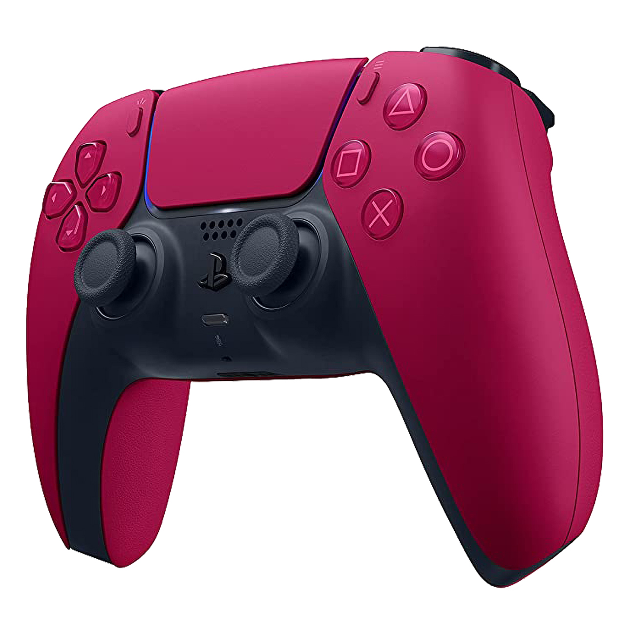 Mando rojo y negro de Playstation 5 con botones y joysticks.