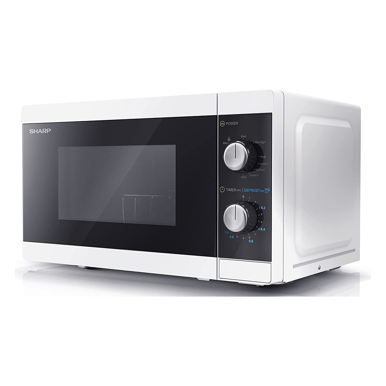 MICROONDE + GRILL SHARP YC-MG01E-W, capacità 20 l, potenza microonde max 1000 W, Funzione grill, Potenza grill 1000 W, 5 livelli di potenza, Nero / Bianco