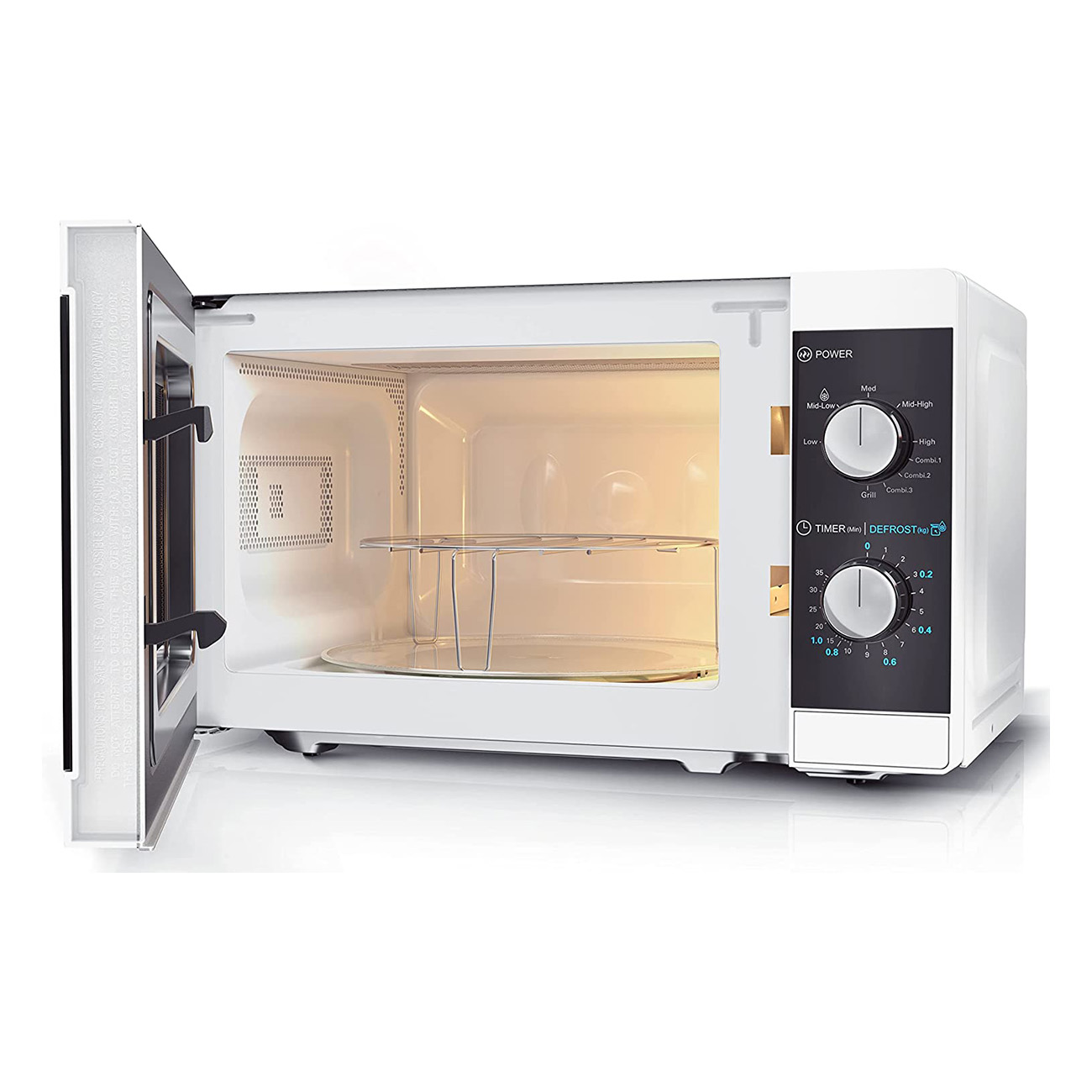 MICROONDE + GRILL SHARP YC-MG01E-W, capacità 20 l, potenza microonde max 1000 W, Funzione grill, Potenza grill 1000 W, 5 livelli di potenza, Nero / Bianco