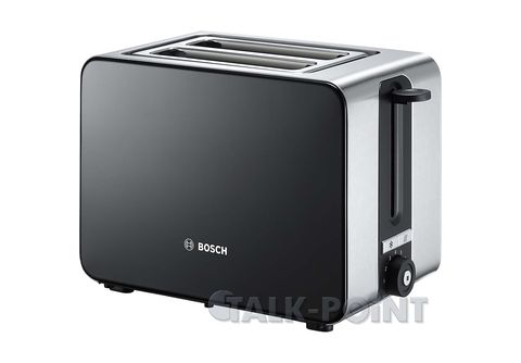 BOSCH TAT7203 Toaster (1050 MediaMarkt | Schwarz Edelstahl/schwarz Toaster Schlitze: 2,0) Watt