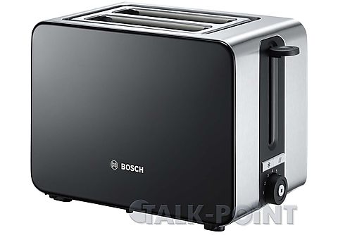 TAT7203 MediaMarkt Toaster Edelstahl/schwarz Schlitze: (1050 Watt, | BOSCH 2,0) Toaster Schwarz