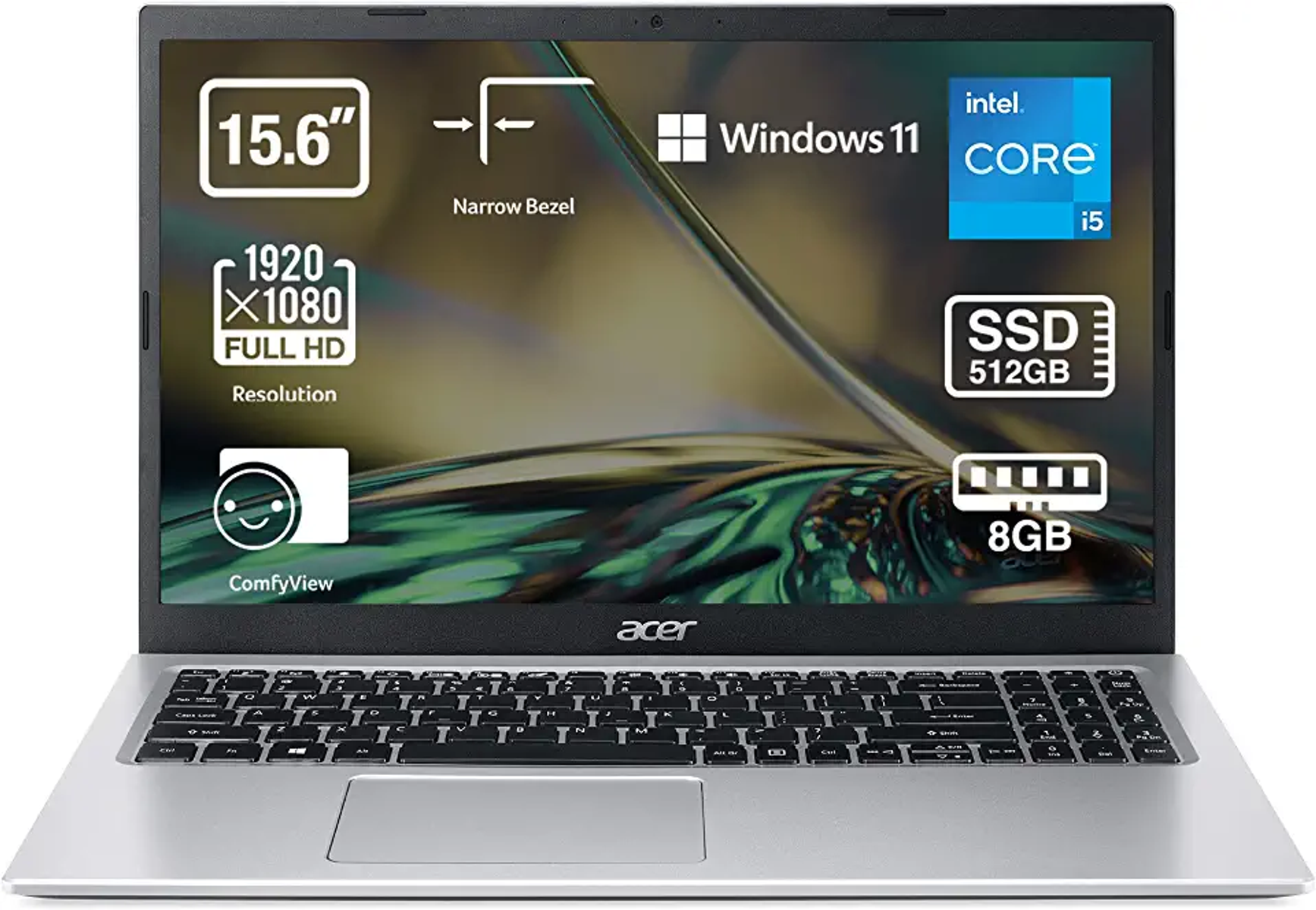 Portátil - NX.ADDEB.01E ACER, 15,6 ", Full-HD, Intel Core, 8 GB, 512 GB, Intel® Iris® Xe, Windows 11 Home Gris