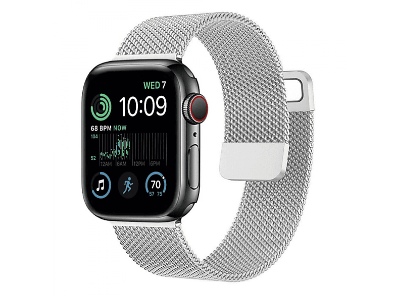 CASEONLINE Milanaise, Smartband, Apple, Watch SE 2022 44mm, Silber | Smartwatch Armbänder