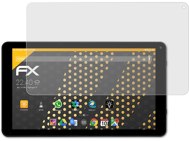 ATFOLIX 2x FX-Antireflex Displayschutz(für Denver TIQ-10394)