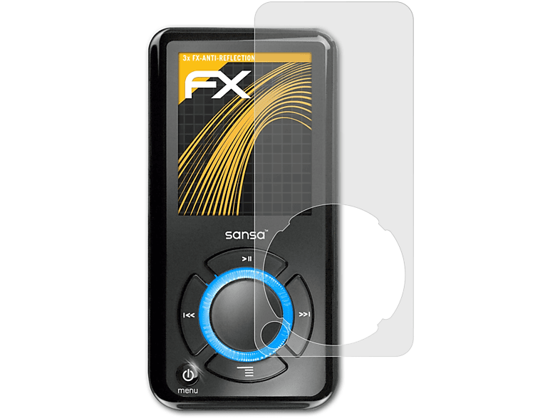 ATFOLIX 3x FX-Antireflex Displayschutz(für Sandisk Sansa e280)