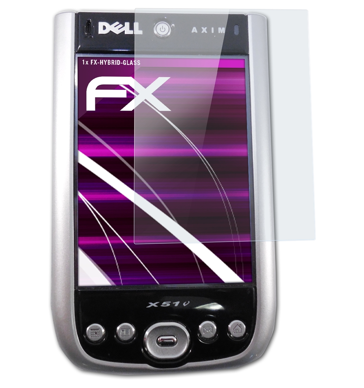 Axim X51v) FX-Hybrid-Glass Schutzglas(für ATFOLIX Dell