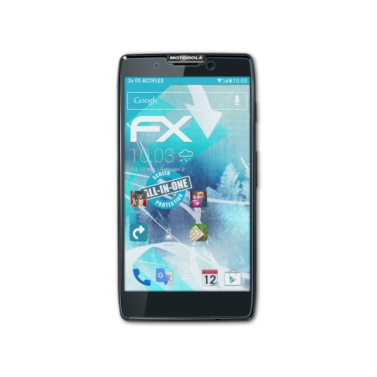 ATFOLIX 3x FX-ActiFleX Displayschutz(für Motorola HD) (Droid) Razr