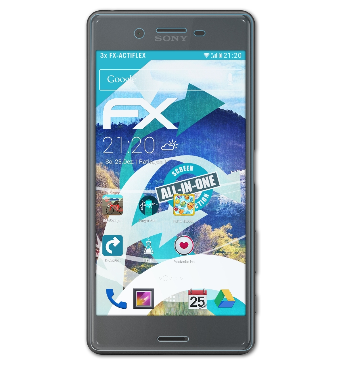 ATFOLIX 3x Xperia X Displayschutz(für Performance) FX-ActiFleX Sony