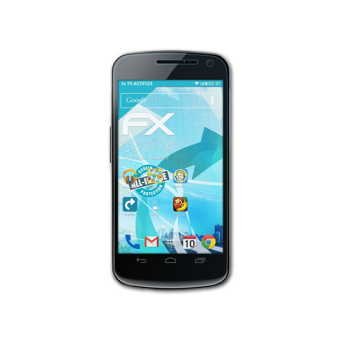Nexus Galaxy FX-ActiFleX Displayschutz(für Google (Samsung)) ATFOLIX 3x