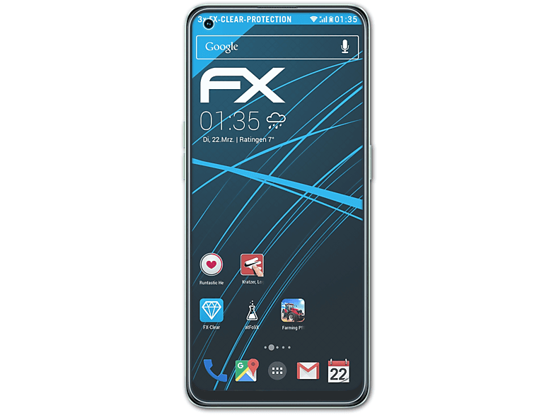 ATFOLIX 3x FX-Clear Displayschutz(für Oppo Reno8 Lite)