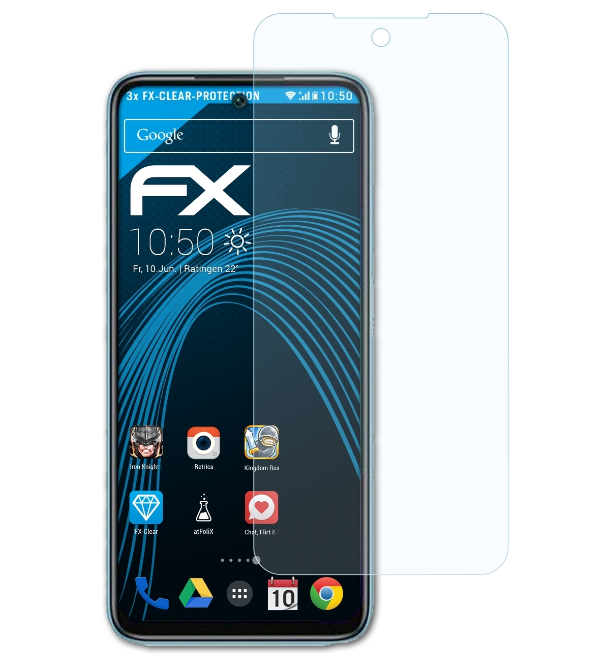 3x Displayschutz(für Xiaomi 10 (2022)) Redmi ATFOLIX FX-Clear