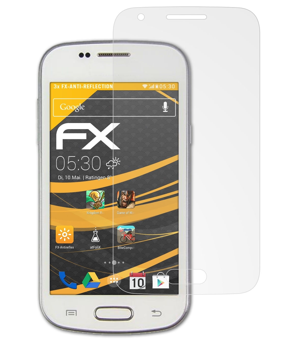 ATFOLIX 3x FX-Antireflex Displayschutz(für Galaxy Samsung II Trend Duos (GT-S7572))