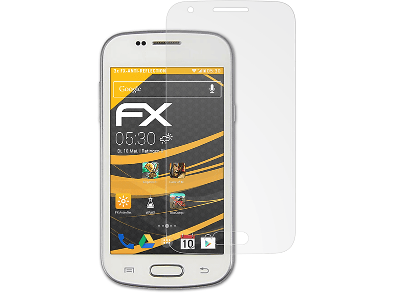 ATFOLIX 3x FX-Antireflex Displayschutz(für Samsung Galaxy Trend II Duos (GT-S7572))