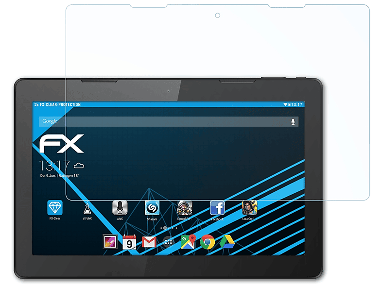 ATFOLIX 2x FX-Clear 13.3 Zeus HannSpree Pad 2) Displayschutz(für