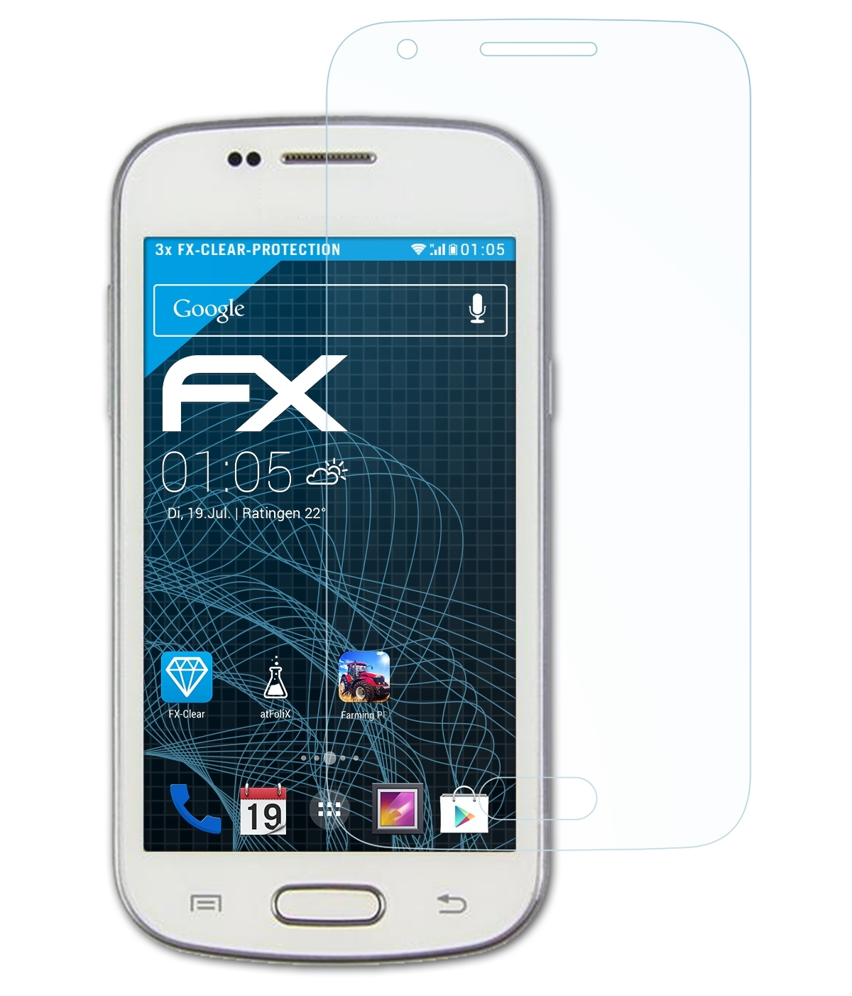 Duos ATFOLIX (GT-S7572)) Displayschutz(für FX-Clear Galaxy Trend Samsung 3x II