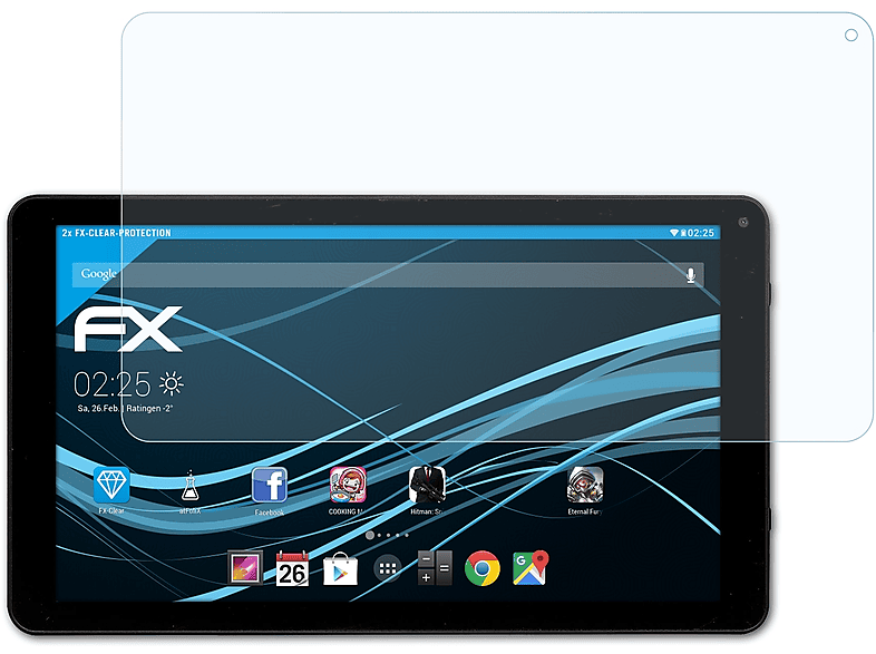 ATFOLIX 2x Denver FX-Clear Displayschutz(für TIQ-10394)