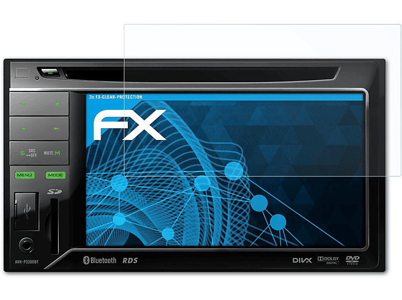 ATFOLIX 3x FX-Clear Displayschutz(für Pioneer AVH-3300BT)