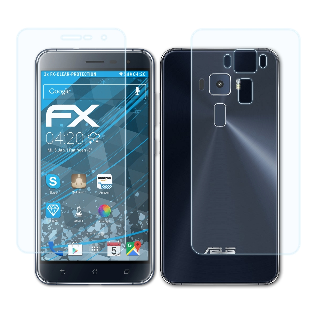 FX-Clear 3x ATFOLIX (ZE552KL)) 3 Displayschutz(für ZenFone Asus