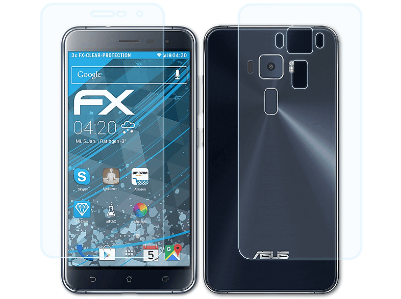 ATFOLIX 3x FX-Clear Displayschutz(für Asus ZenFone 3 (ZE552KL))