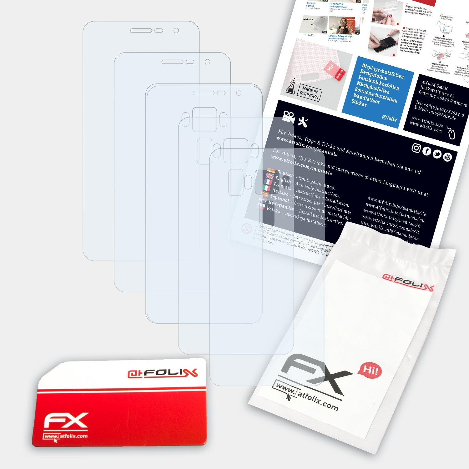 FX-Clear 3x ATFOLIX (ZE552KL)) 3 Displayschutz(für ZenFone Asus
