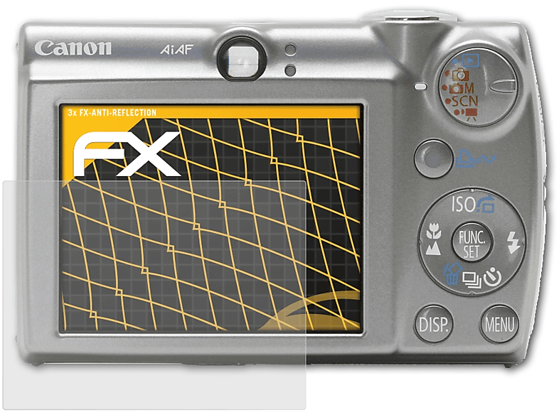 IS) 3x Canon FX-Antireflex 850 ATFOLIX Digital Displayschutz(für IXUS