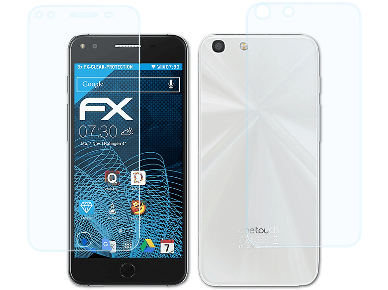 ATFOLIX 3x X1) FX-Clear Alcatel Touch One Displayschutz(für