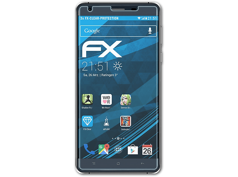 ATFOLIX 3x Pro) Oukitel FX-Clear Displayschutz(für K6000