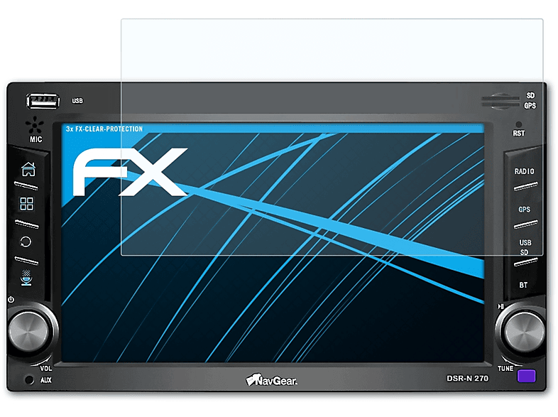 ATFOLIX 3x FX-Clear Displayschutz(für NavGear StreetMate DSR-N 270)