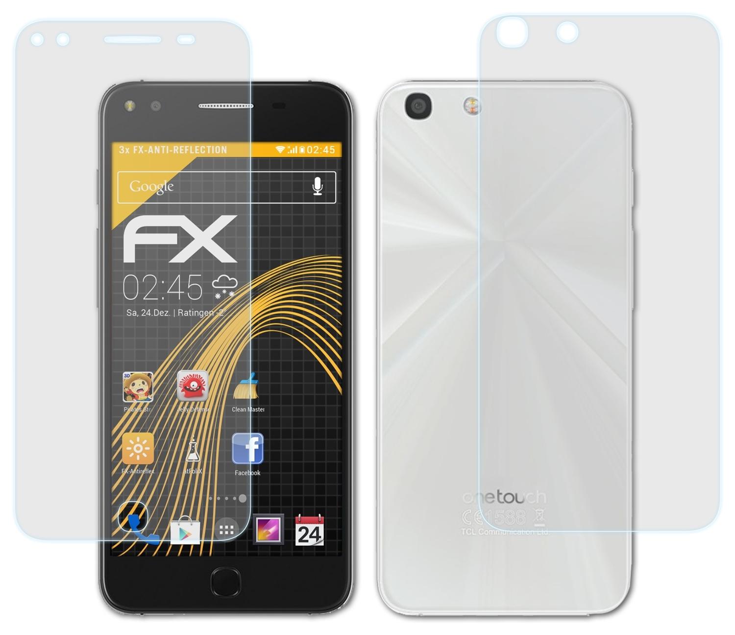 ATFOLIX 3x X1) Alcatel FX-Antireflex Touch One Displayschutz(für