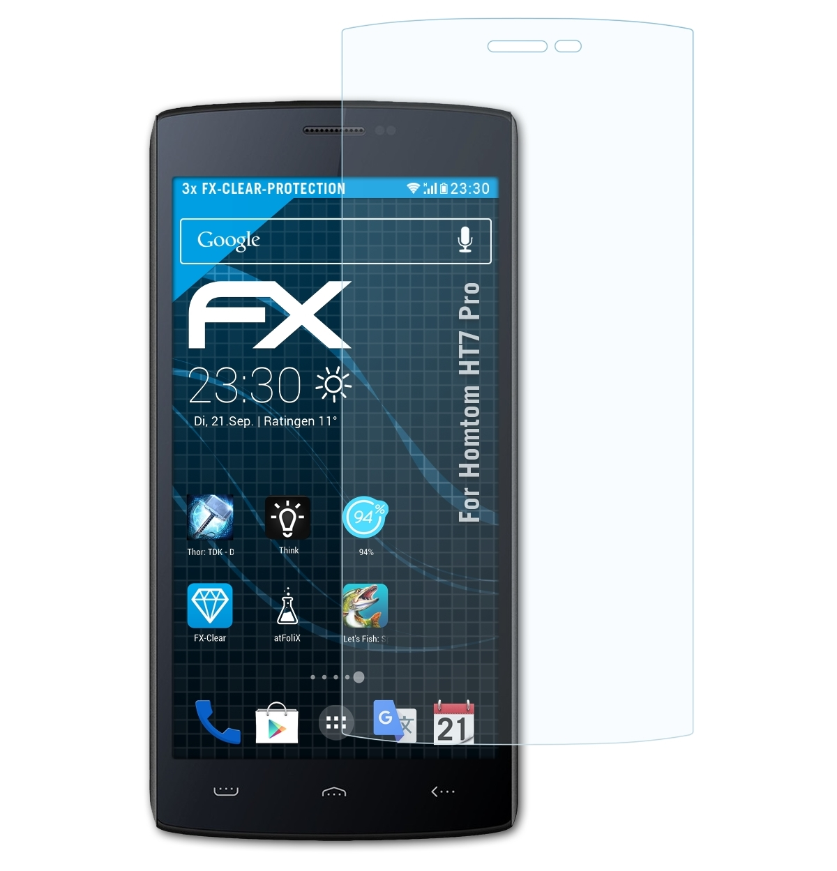 ATFOLIX 3x FX-Clear Displayschutz(für HT7 Pro) Homtom