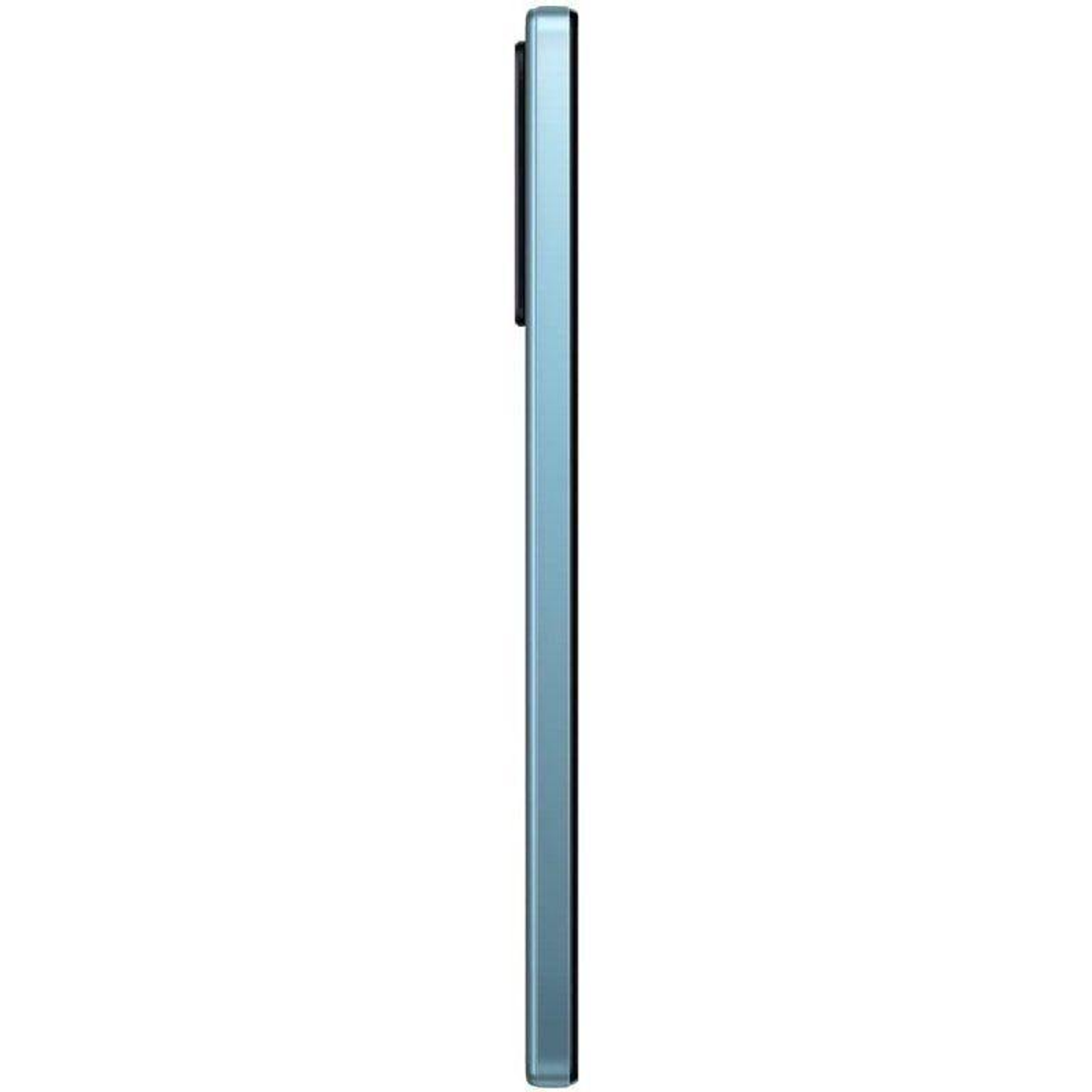 Blaues Handyprofil, Seitenansicht mit Knöpfen und Kamera.