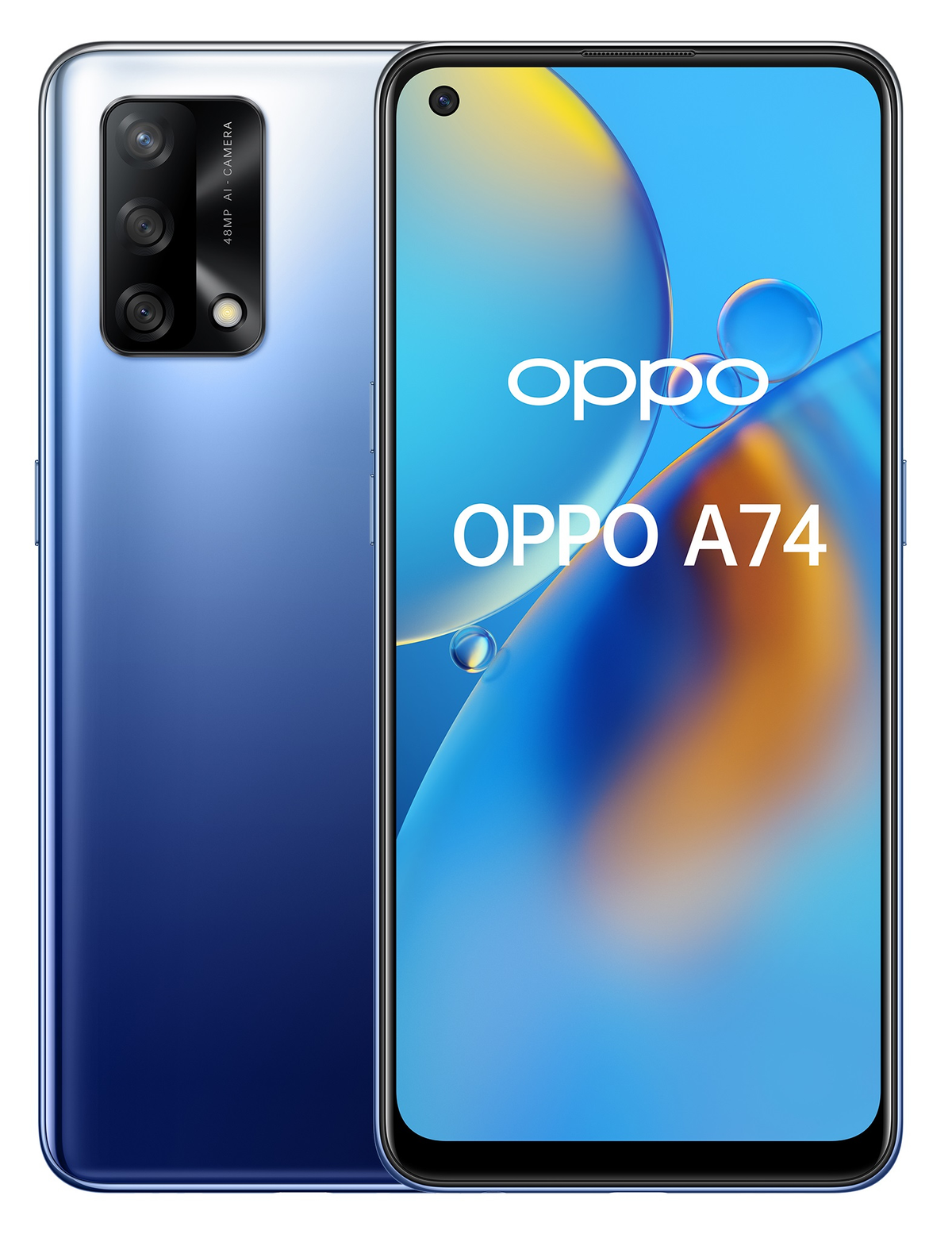 Móvil - OPPO A74, Azul, 128 GB, 6 GB RAM, 6,43" Full HD+, Qualcomm Snapdragon 662, 5000 mAh, Android