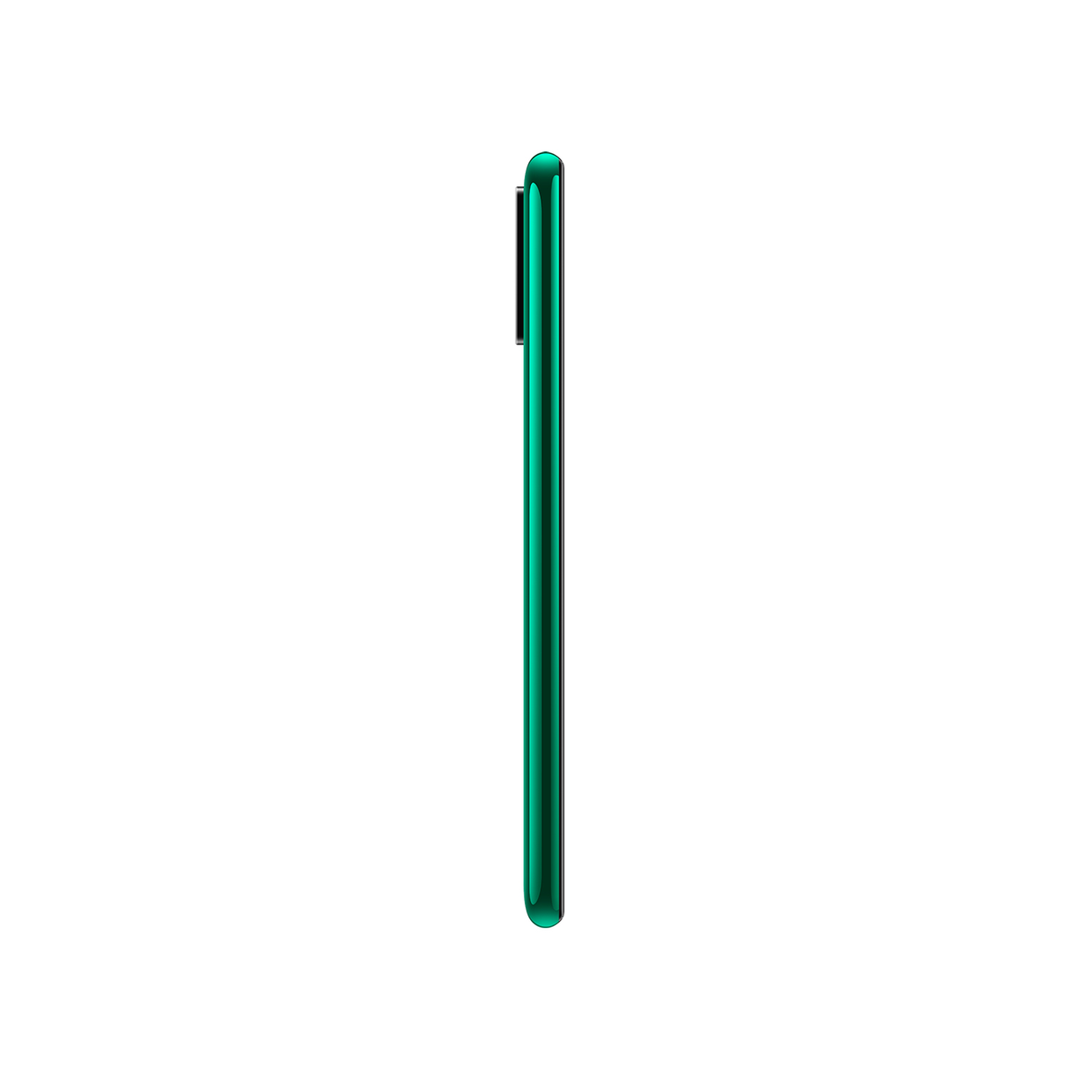 Smartphone Seitenansicht, grüne Farbe, weißer Hintergrund.