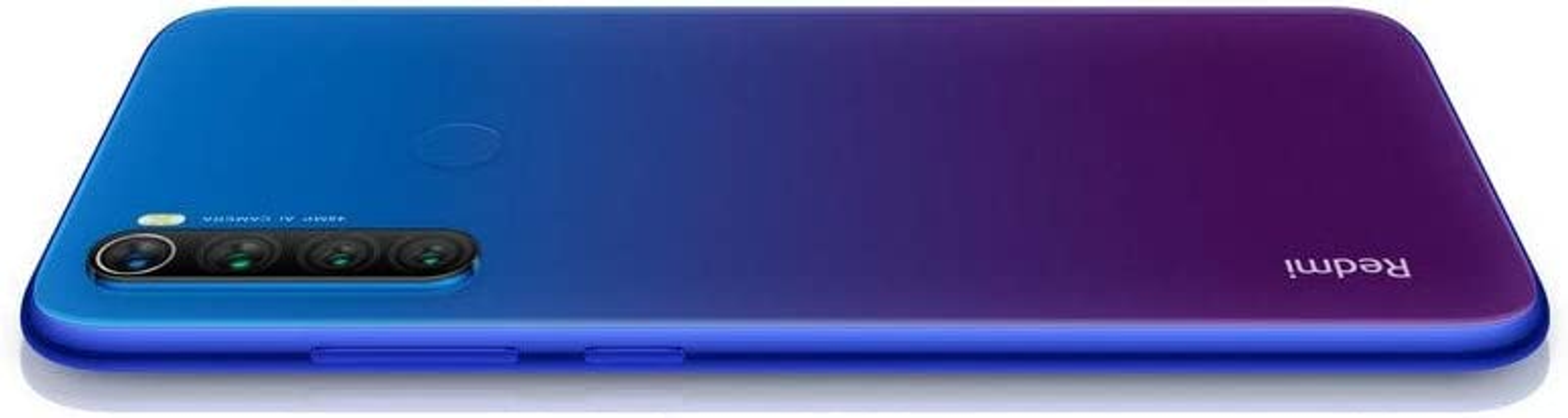 Blau-lila Farbverlauf-Telefon, mit Kameras oben links. Der Hintergrund ist weiß.
